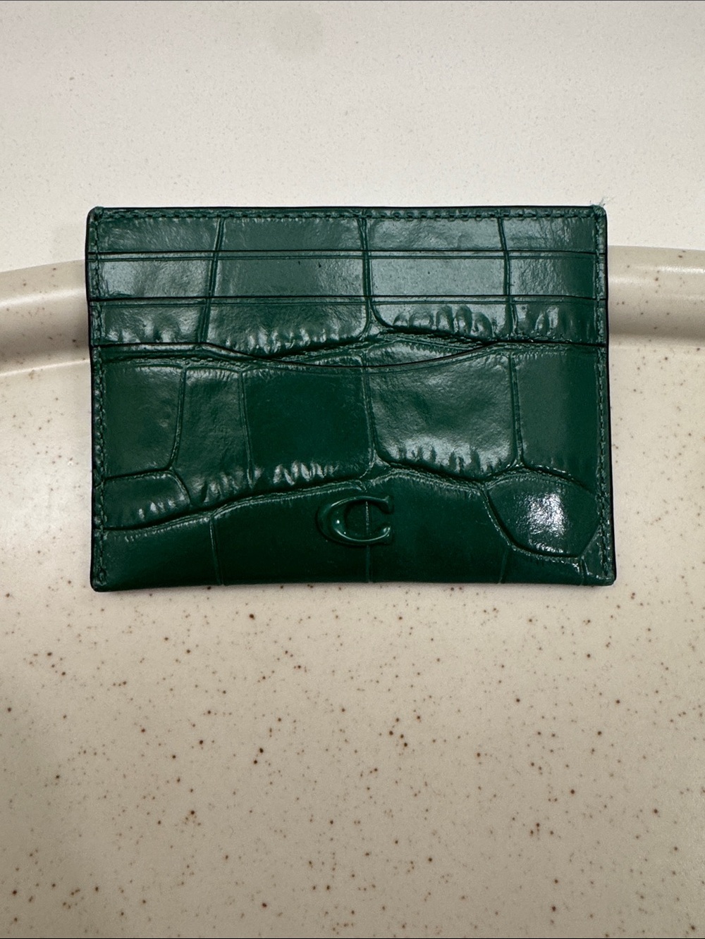 Coach Embossed Croc Green Card Holder